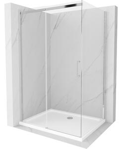 Mexen Omega cabina de duș glisantă 120 x 80 cm, transparentă, crom + cadă Flat - 825-120-080-01-00-4010