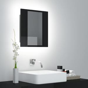 Dulap de baie cu oglindă & LED, negru extralucios, 40x12x45 cm