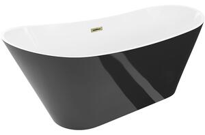 Mexen Dora cadă de sine stătătoare 170 x 75 cm, alb/negru, preaplin auriu - 52071707575-50