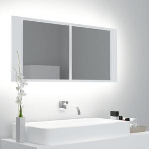 Dulap de baie cu oglindă și LED, alb, 100x12x45 cm