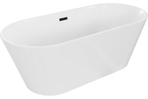 Mexen Flavia cada de sine stătătoare 150 x 75 cm, albă, preaplin negru - 54031507500-B