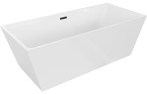 Mexen Lita cadă freestanding 170 x 75 cm, albă, preaplin negru - 52121707500-70
