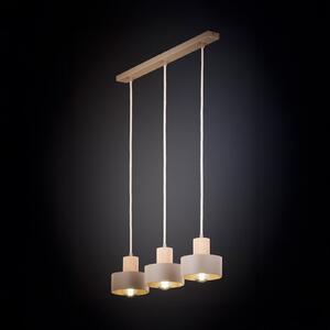 SIGMA Lampă suspendată Rif Wood, bej/fag, lungime 67 cm, cu 3 becuri, reglabil, Bej, Camera de zi / sufragerie, Metal, Modern