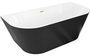 Mexen Oris cadă freestanding montată pe perete 170 x 80 cm, alb/negru, cu preaplin auriu periat - 52871708075-55