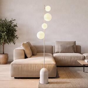 EMIBIG LIGHTING Lampadar Etno LP4, alb, sticlă/oțel, înălțime 140 cm, G9, Alb, Camera de zi / sufragerie, Sticlă, Modern