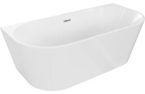 Mexen Oval cadă freestandingă perete-adjacent 140 x 75 cm, albă, preaplin cromat - 52671407500-01