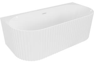 Mexen Sella cada de baie independentă cu nervuri laterale, 150 x 75 cm, alb lucios, preaplin alb - 52711507500-20