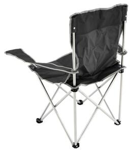 Scaun de camping pliabil cu suport pentru pahare, negru