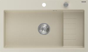 Mexen Omar chiuvetă de granit cu 1 compartiment 800 x 480 mm, bej, sifon crom - 6520801005-69