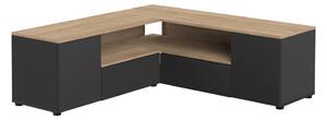 Comodă TV negru-natural cu aspect de lemn de stejar 130x46 cm Angle – TemaHome