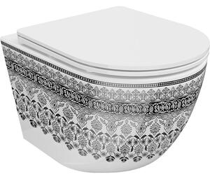 Mexen Lena vas WC Rimless cu capac cu închidere lentă subțire, duroplast, alb/negru model - 30224095