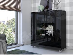 Z0ND0 Vitrină Brenali BR01 (Negru + Negru lucios ) (iluminat LED Alb). 1053845
