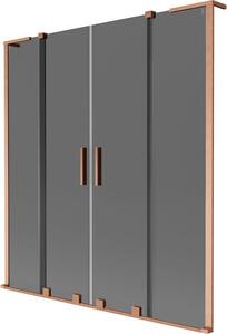 Mexen Velar L Duo ecran pentru cadă de baie cu 2 panouri glisante 150 x 150 cm, grafit, cupru periat - 896-150-003-42-65