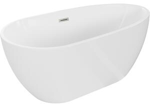 Mexen Eos cadă freestanding 170 x 75 cm, albă, preaplin nichel periat - 52471707500-97