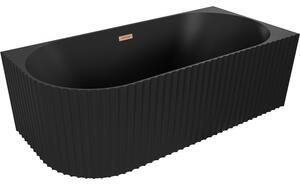 Mexen Gia cadă de sine stătătoare de colț cu relief dreapta 150 x 75 cm, negru mat, preaplin cupru periat - 52701507571P-65
