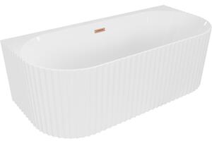 Mexen Sella cada freestanding cu nervuri 150 x 75 cm, alb lucios, preaplin cupru periat - 52711507500-65