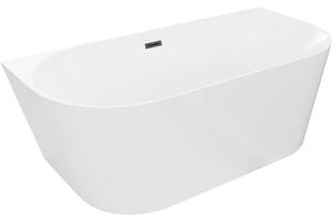 Mexen Oval Slim cadă de baie freestanding lipită de perete 170 x 80 cm, albă, preaplin negru - 52661708000-70