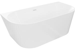 Mexen Oval Slim cadă de baie de sine stătătoare, montată pe perete 170 x 80 cm, albă, preaplin alb - 52661708000-20