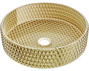 Mexen Aura chiuvetă de sticlă pe blat 39 x 39 cm, aurie - 24013952