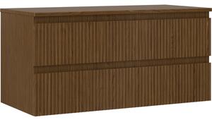 Mexen Rivel dulap de baie sub lavoar 100 cm cu blat, 2 sertare, cu caneluri, nuc - 91A20-10047-2-BFFC86