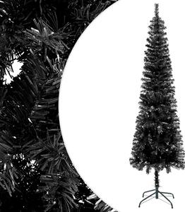 Set pom de Crăciun subțire cu LED-uri și globuri negre 210 cm