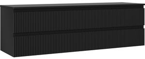 Mexen Rivel dulap baie cu blat pentru lavoar 160 cm, 2 sertare, canelat, negru mat - 91A20-16047-2-BFFC71