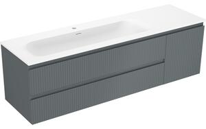 Mexen Rivel dulap de baie 160 cm cu chiuvetă Vela stângă, 2S, 1D, riflat, grafit/alb mat - 91A23-16047-3-BBFFF66-W23L01