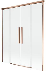 Mexen Rox paravan de cadă cu 2 uși glisante, 160 x 150 cm, transparent, aur roz - 8C9-160-002-60-00