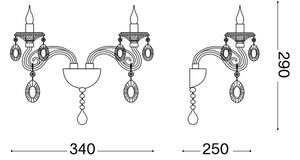 Lampă de cristal de perete Ideal Lux NEGRESCO 2xE14/28W/230V auriu