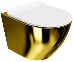 LaVita Sofi Slim Gold/White vas wc cu capac soft-close agăţat fără margine alb-auriu lucios 5900378314660
