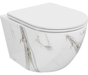 Mexen Lena toaletă WC Rimless cu capac cu închidere lentă slim, duroplast, piatră albă - 30224094