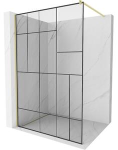 Mexen Kioto perete de duș Walk-in 80 x 200 cm, model negru 8 mm, auriu șlefuit - 800-080-101-55-78
