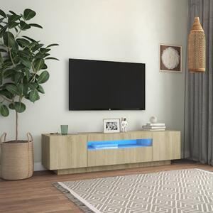 Comodă TV cu lumini LED, stejar sonoma, 160x35x40 cm