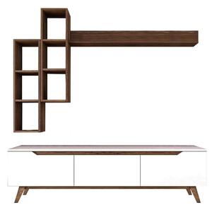 Mobilier living 893RAN1239, alb/nuc, PAL melaminat, 4 piese