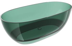 Mexen Pure teal cadă de baie independentă transparentă 170 x 80 cm, scurgere crom - 58071708011