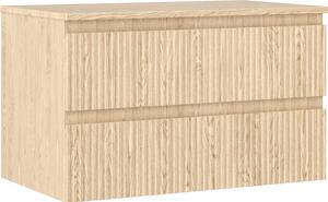 Mexen Rivel dulap de baie sub lavoar 80 cm cu blat, 2 sertare, canelate, stejar - 91A20-08047-2-BFFC81
