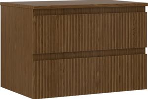 Mexen Rivel dulap baie sub chiuvetă 70 cm cu blat, 2 sertare, canelat, nuc - 91A20-07047-2-BFFC86