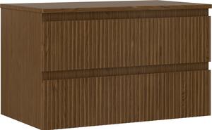 Mexen Rivel dulap pentru baie sub lavoar 80 cm cu blat, 2 sertare, cu caneluri, nuc - 91A20-08047-2-BFFC86