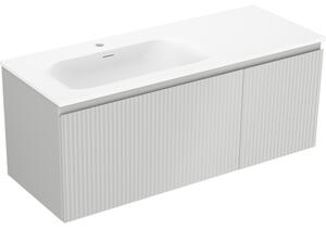 Mexen Rivel dulap baie 120 cm cu lavoar Vela stâng, 1S, 1D, cu caneluri, gri mat/alb mat - 91A23-12047-3-BBFF62-W23L01