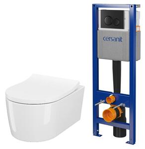 Set vas WC cu capac soft-close Cersanit Inverto S701-419, set cadru cu buton Cersanit S701-779
