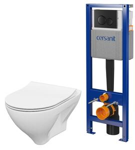 Set cadru ascuns cu buton de acționare Cersanit S701-779, vas WC cu capac soft-close Cersanit Mille S701-453
