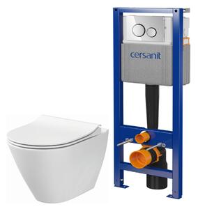 Set vas WC cu capac soft-close Cersanit City K701-104, set cadru cu buton Cersanit S701-778