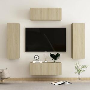 Set de dulapuri TV, 4 piese, stejar sonoma, lemn prelucrat
