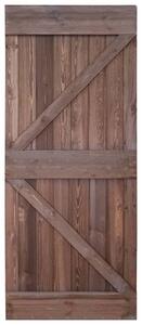 Ușă glisantă cu set feronerie, 80x210 cm, maro închis, lemn pin