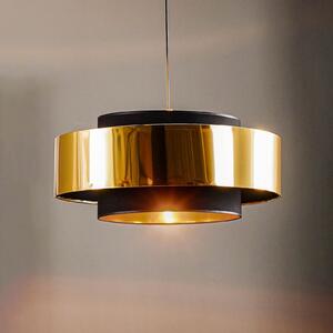 TK Lighting Lampă suspendată Calisto, negru/auriu Ø 50 cm 1 bec, reglabil, Negru, Camera de zi / sufragerie, Țesătură / Textil, Modern