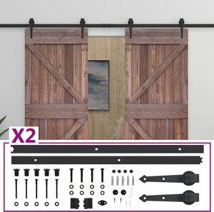 Ușă glisantă cu set feronerie, 100x210 cm, maro închis, lemn pin