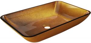 Mexen Megan chiuvetă de sticlă montată pe blat 56 x 36 cm, aurie - 24135650