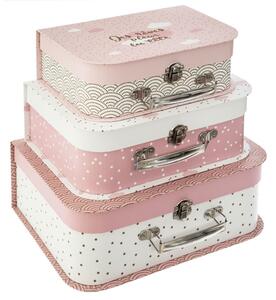 Set 3 cutii decorative din carton, Roz