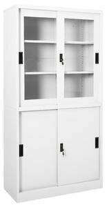 Dulap de birou cu ușă glisantă, alb, 90x40x180 cm, oțel