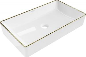 Mexen Nadia lavoar de baie pe blat 62 x 35 cm, alb/auriu margine - 21616005